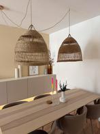 Twee rotan lampenkappen van IKEA, Huis en Inrichting, Lampen | Lampenkappen, Ophalen, Gebruikt, Bruin, Rond