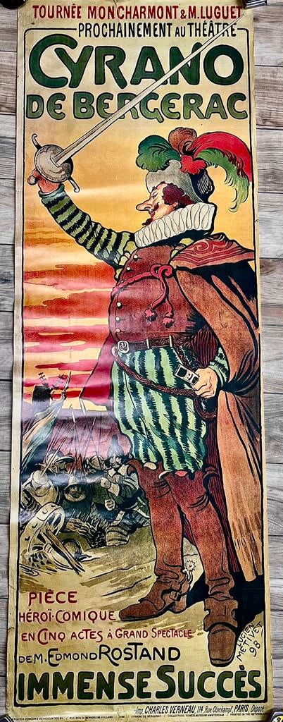 Vintage Theaterposter Cyrano de Bergerac, Verzamelen, Deurposter of groter, Ophalen of Verzenden, Overige onderwerpen, Rechthoekig Staand