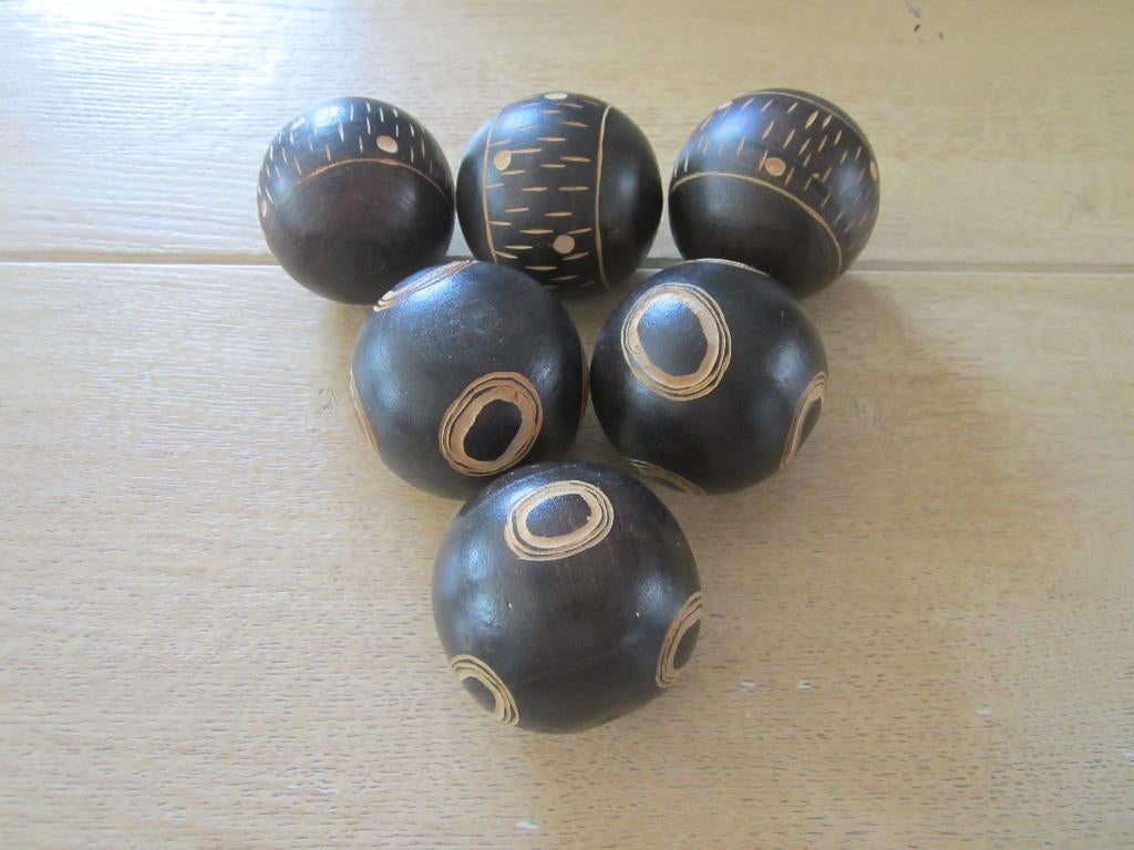 HOUTEN DECORATIE BALLEN, Ophalen of Verzenden