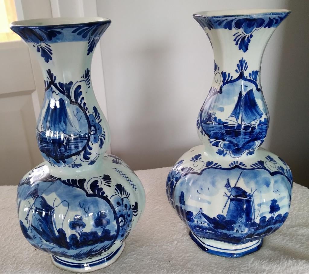 2 delfts blauwe vazen, Antiek en Kunst, Ophalen of Verzenden