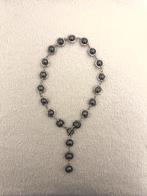 Handgemaakte parel look ketting met zwart-grijze kralen, Sieraden, Tassen en Uiterlijk, Kettingen, Ophalen of Verzenden, Zo goed als nieuw