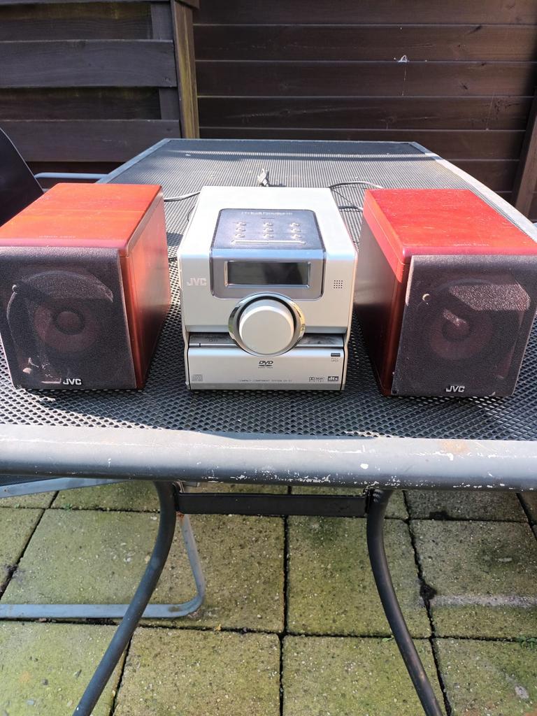 Jvc stereo set ex-d1 cd dvd + wood cone speakers, Audio, Tv en Foto, Radio's, Ophalen, Zo goed als nieuw