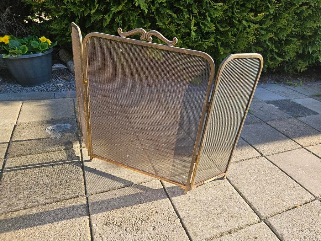Antiek messing haardscherm - 3-delig, Huis en Inrichting, Haarden, Ophalen