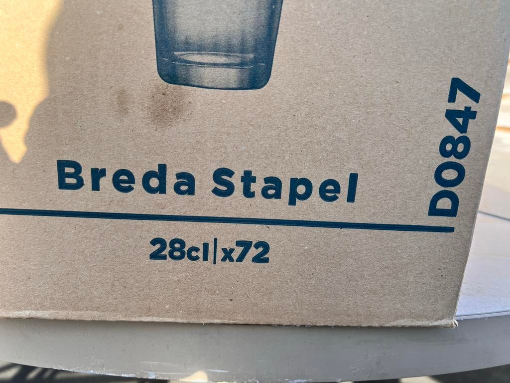 Doos met 72 nieuwe Arcoroc Breda Stapel bierglazen 28cl, Ophalen, Nieuw, Overige merken, Glas