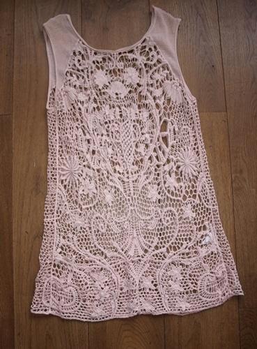 Lichtroze Gehaakte Tuniek - Jurkje (M), Kleding | Dames, Jurken, Gedragen, Maat 38/40 (M), Roze, Boven de knie, Ophalen of Verzenden