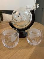 Whiskey karaf wereldbol en glazen, Ophalen, Zo goed als nieuw, Overige typen