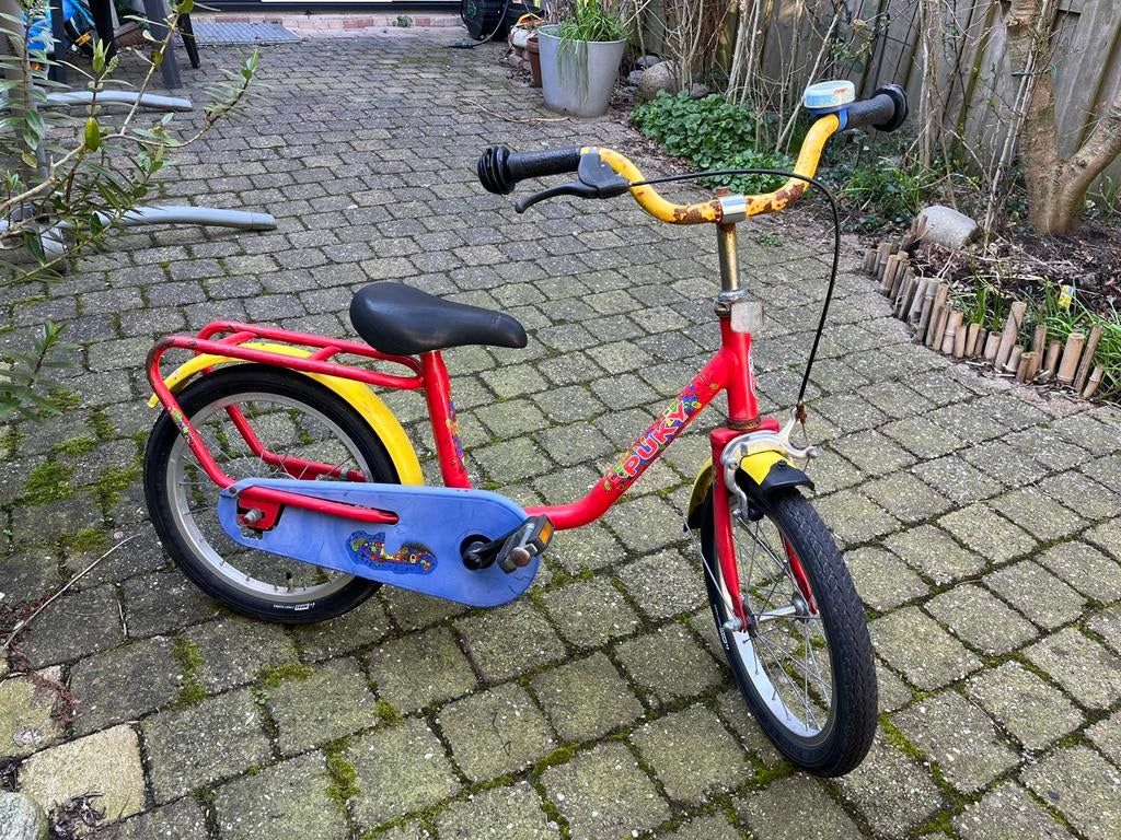 Puky kinderfiets 16 inc rood geel, Ophalen, Zo goed als nieuw, 16 tot 20 inch