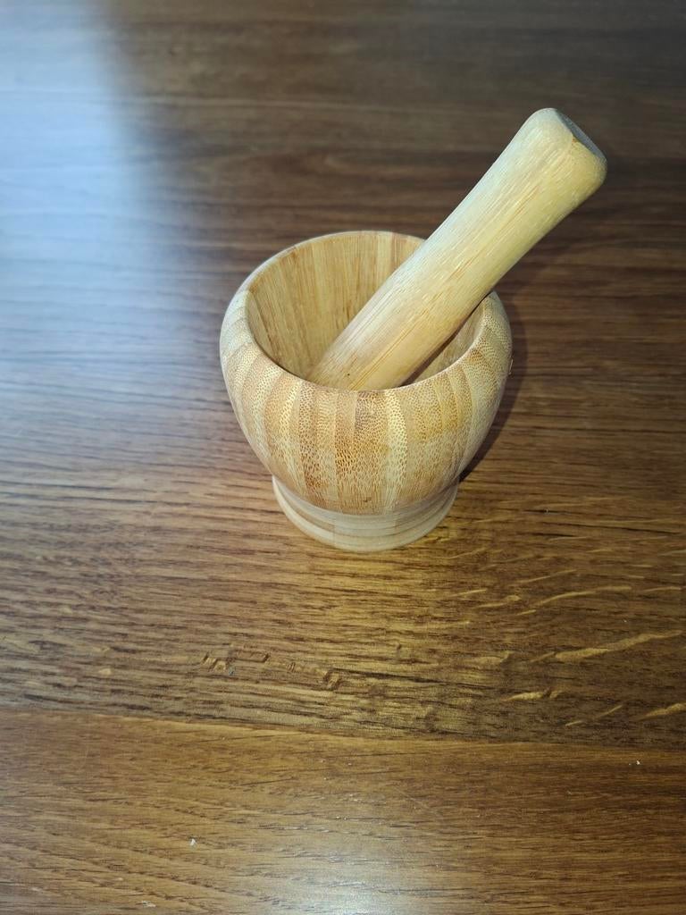 Houten Vijzel en Stamper - Bamboe Keukenaccessoire, Beige, Overige typen, Hout, Ophalen of Verzenden