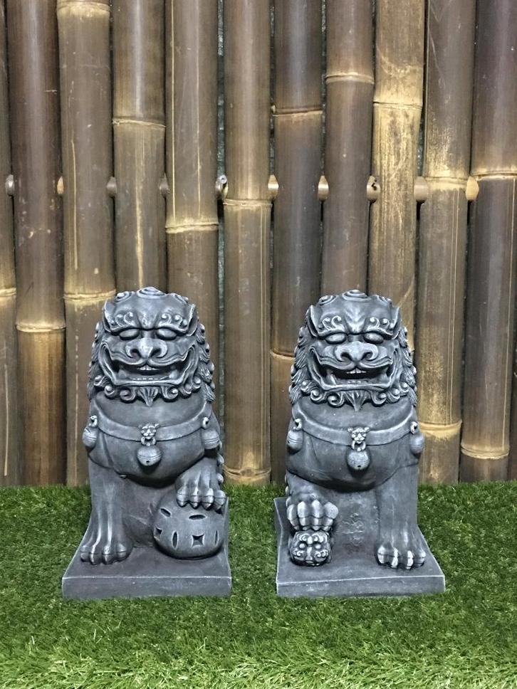 Set (2) Foo dogs / Tempelleeuwen, Tuin en Terras, Tuinbeelden, Nieuw, Overige typen, Beton, Ophalen
