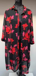 Superleuke zwarte voile blouse rode bloemen MSmode maat 50, Ophalen of Verzenden, Zo goed als nieuw, Rood, Blouse of Tuniek