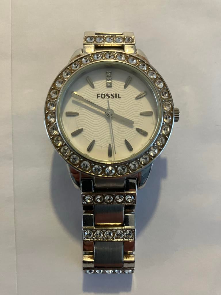 Fossil Dameshorloge met Strass - Zilverkleurig, Sieraden, Tassen en Uiterlijk, Horloges | Dames, Ophalen, Staal, Fossil, Polshorloge