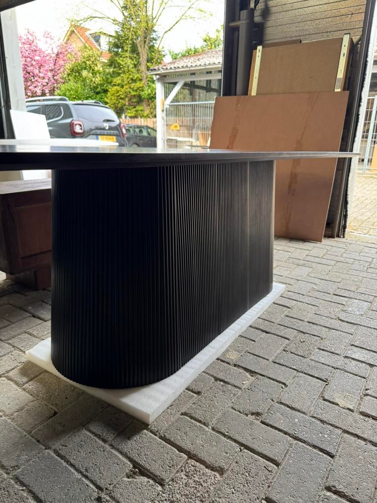 Japandi eettafel Deens ovaal mangohout 300x110x76 cm b keus, Ophalen, 100 tot 150 cm, Vijf personen of meer, Overige vormen