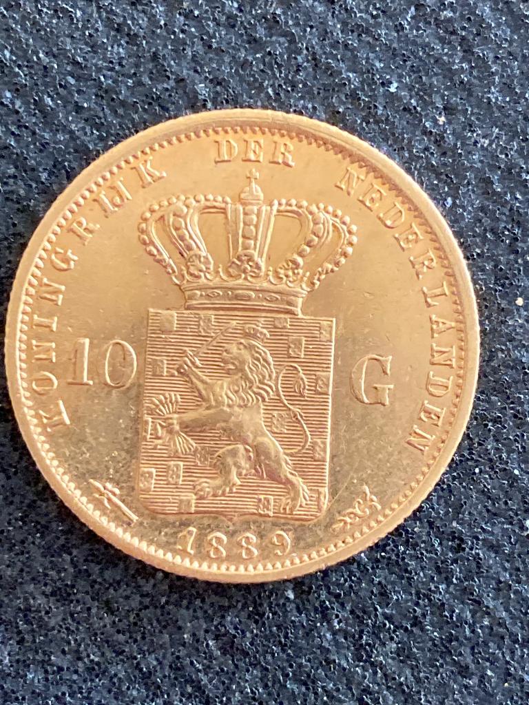 Gouden tientje 1889, Postzegels en Munten, Munten | Nederland, Koning Willem III, Losse munt, 10 gulden, Goud