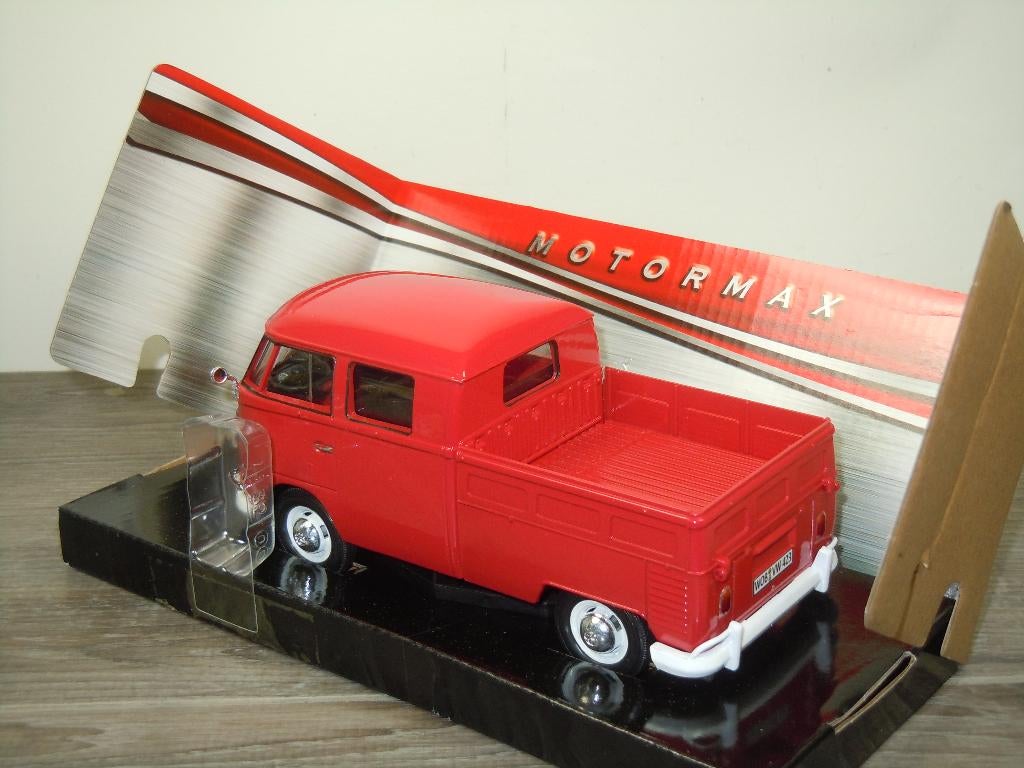 VW Volkswagen T1 Type 2 Double Cab Pickup - Motor Max 1:24, Auto, Verzenden, Motor max, Zo goed als nieuw