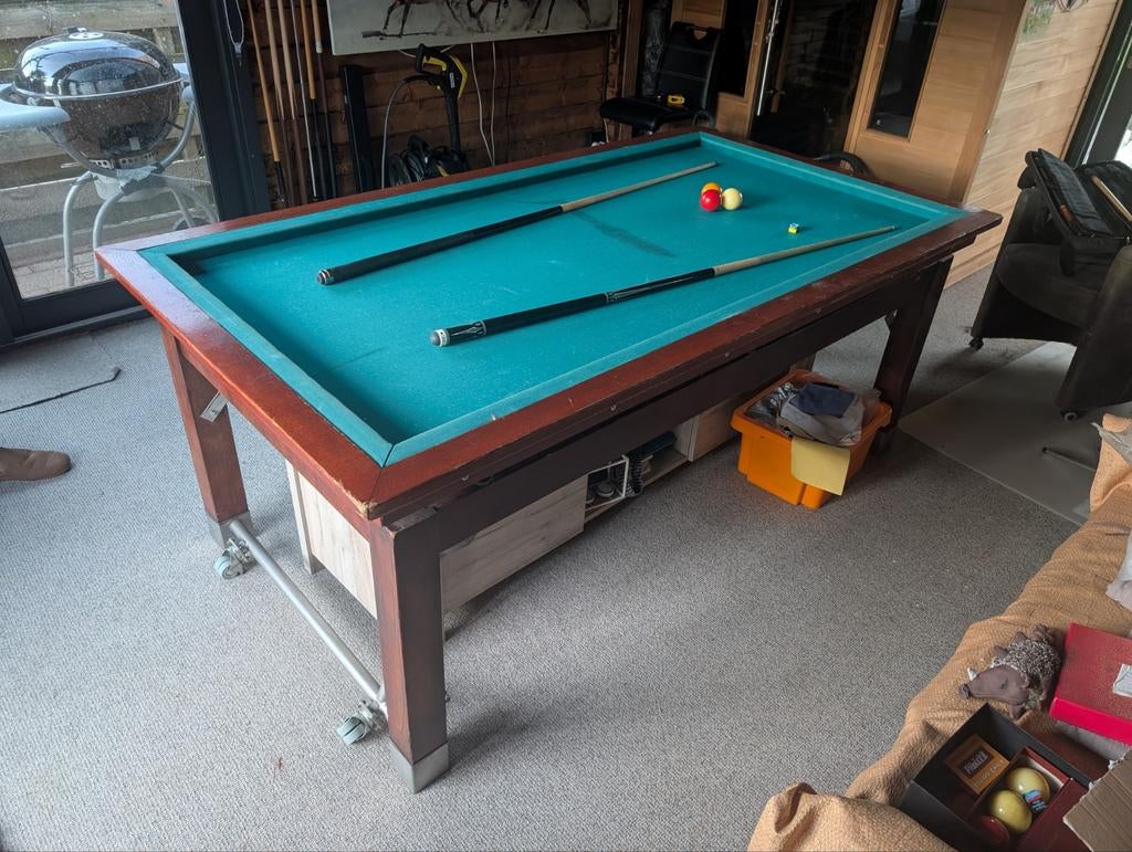 Verwarmde biljarttafel met leistenen blad, Ophalen, Gebruikt, Biljarttafel