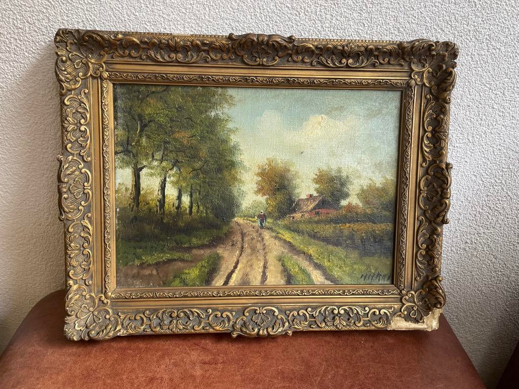 Schilderij op doek, boerderij, Henricus Rol, Antiek en Kunst, Ophalen of Verzenden