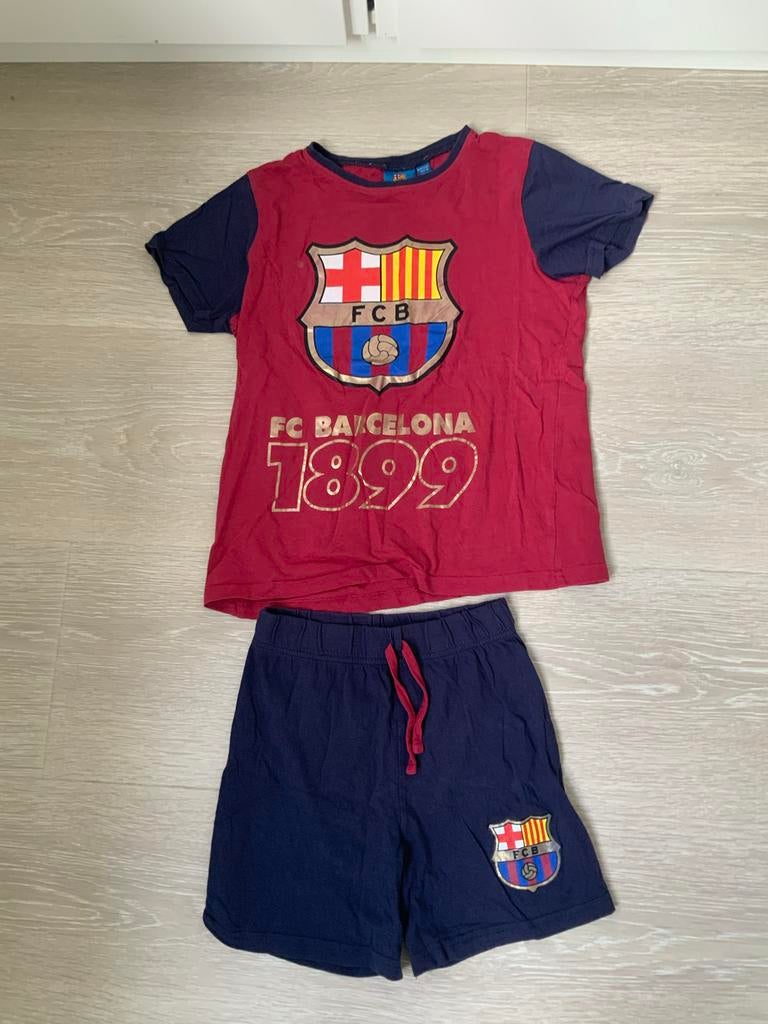 FC Barcelona Pyjama Set: Korte Broek & T-shirt, Ophalen of Verzenden, Gebruikt, Jongen, Nacht- of Onderkleding