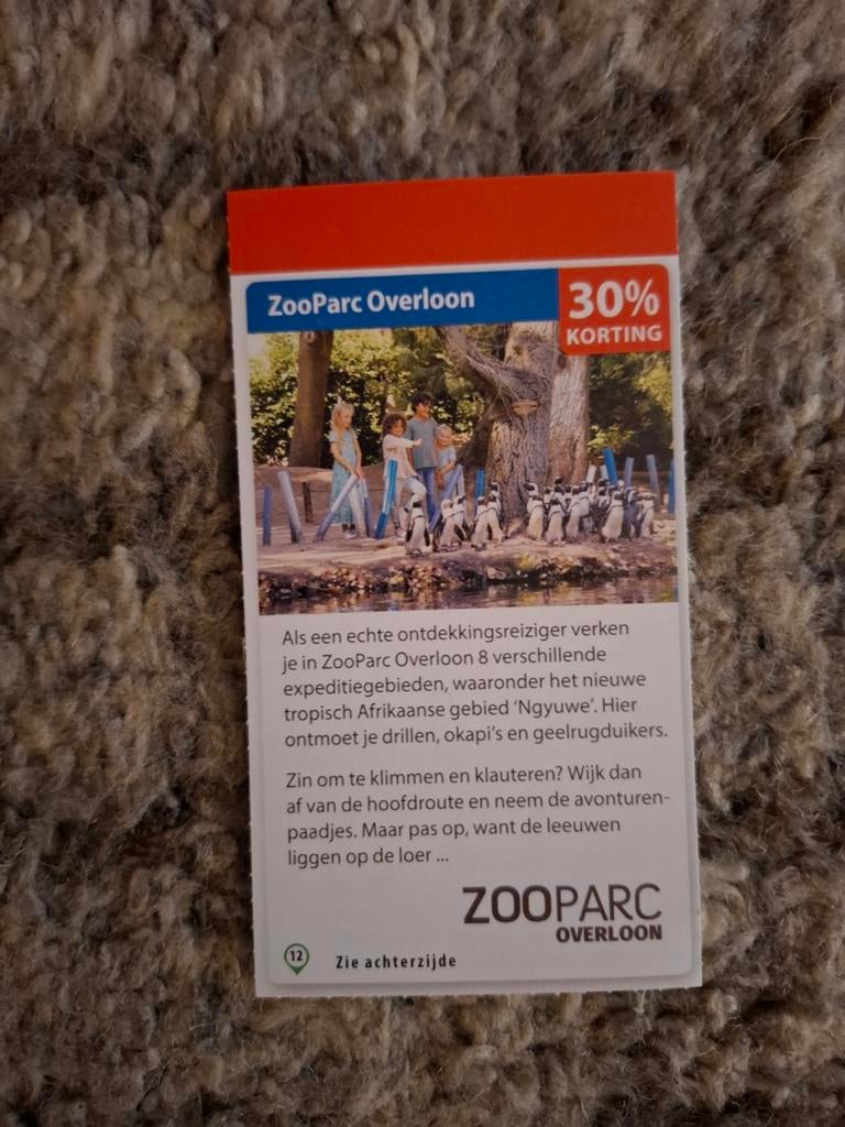 ZooParc Overloon 30% korting, Drie personen of meer, Kortingsbon, Overige typen