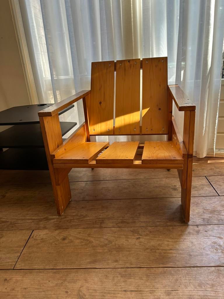 Rietveld krat (crate) stoeltjes, Huis en Inrichting, Stoelen, Gebruikt, Twee, Hout, Bruin, Ophalen