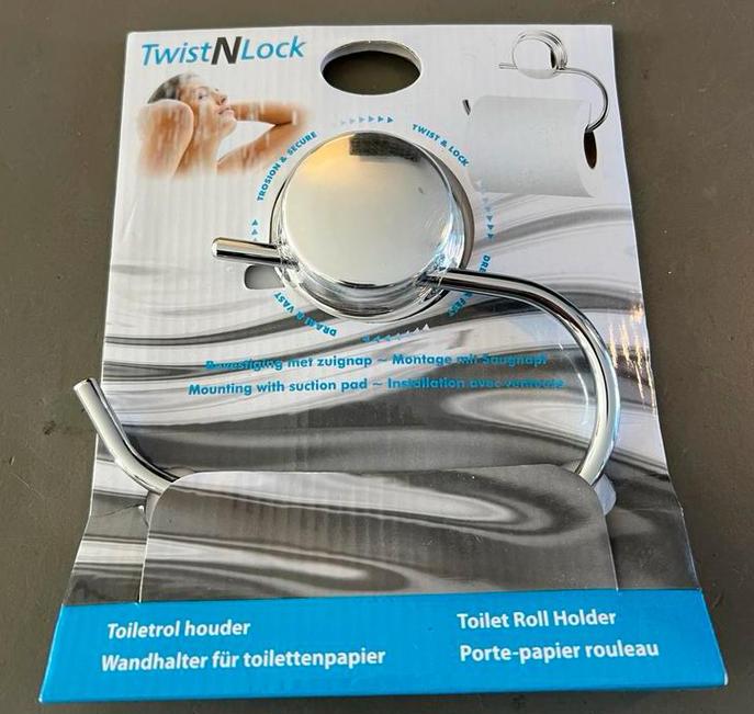Toiletrolhouder - Chroom - Twist n Lock, zonder boren, Huis en Inrichting, Badkamer | Badtextiel en Accessoires, Ophalen, Nieuw