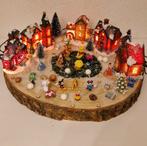 Prachtig groot kerstdorp op boomstam met o.a
Stitch.winnie., Ophalen of Verzenden, Zo goed als nieuw, Poppenhuis