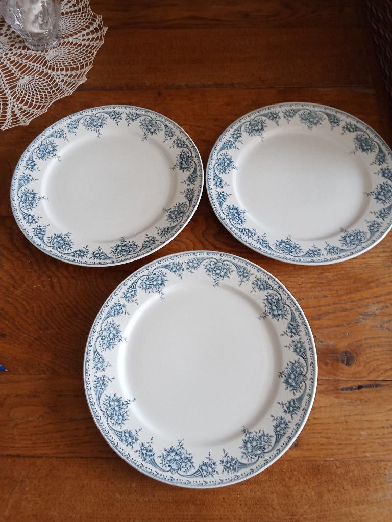 3 diner borden B.F.K. serie Fruits in petrol kleur, Antiek en Kunst, Ophalen of Verzenden