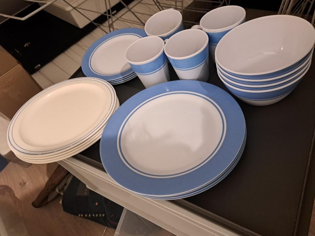 Camping servies lichtblauw, Caravans en Kamperen, Kampeeraccessoires, Ophalen