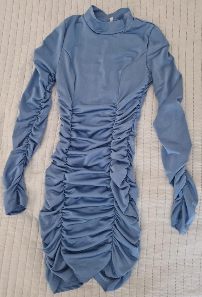 Jurk blauw maat L strech cocktail feest jurken dames kleding, Maat 42/44 (L), Cocktailjurk, Zo goed als nieuw, Verzenden