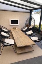 Lounge set met lounge stoel/ei, Tuin en Terras, Tuinsets en Loungesets, Ophalen, Gebruikt, 6 zitplaatsen, Steigerhout