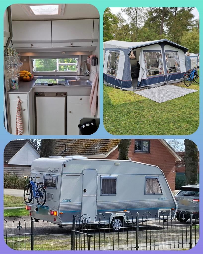 Beyerland Quartz 460 MD, Complete inboedel,zijtent,2 luifels, Kachel, Treinzit, Particulier, 4 tot 5 meter