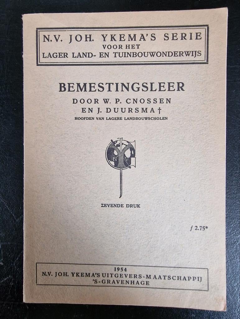 Bemestingsleer - Land- en Tuinbouwonderwijs 1954, Boeken, Ophalen of Verzenden