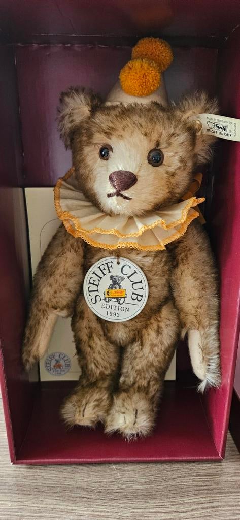 Steiff Teddy clown club beer 1993 replica van  1928, Ophalen of Verzenden, Nieuw, Stoffen beer, Steiff