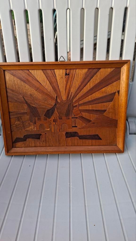 Houtsnij inlegwerk schilderij, Ophalen of Verzenden