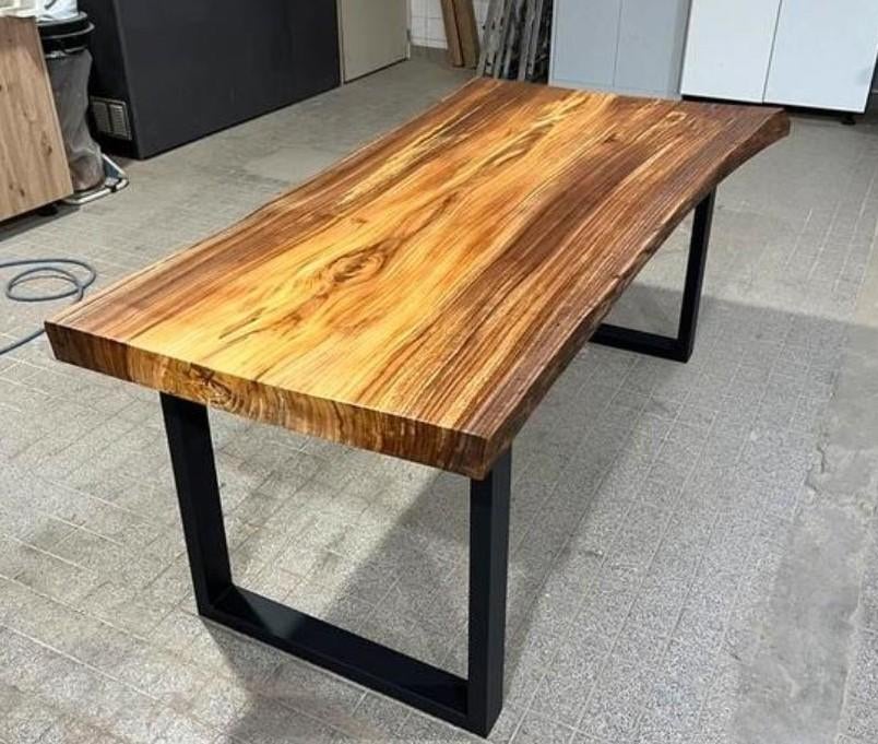 Boomstam tafel, Gebruikt, 200 cm of meer, Rechthoekig, 50 tot 100 cm