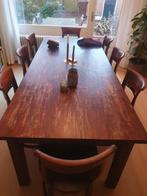 Koloniale teakhouten eettafel met 8 stoelen, Ophalen, Gebruikt, Koloniaal, Teakhout