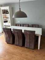 6 gecapitonneerde stoelen met wieltjes en leuning, Ophalen, Gebruikt, Bruin, Vijf, Zes of meer stoelen