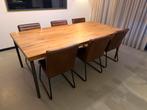 Robuuste eettafel dubbel gerookt eiken 220x110cm, Huis en Inrichting, Tafels | Eettafels, Ophalen, 100 tot 150 cm, Eikenhout, 200 cm of meer