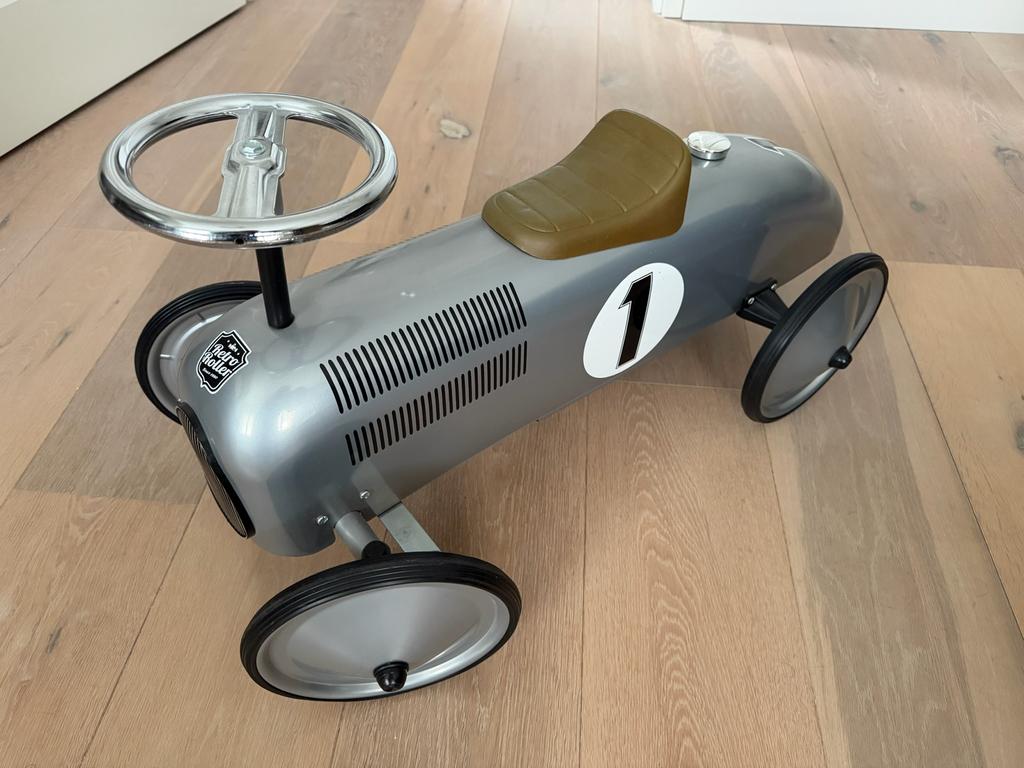 Retro metalen kinder race loop auto zilver grijs, Ophalen, Zo goed als nieuw, Overige merken