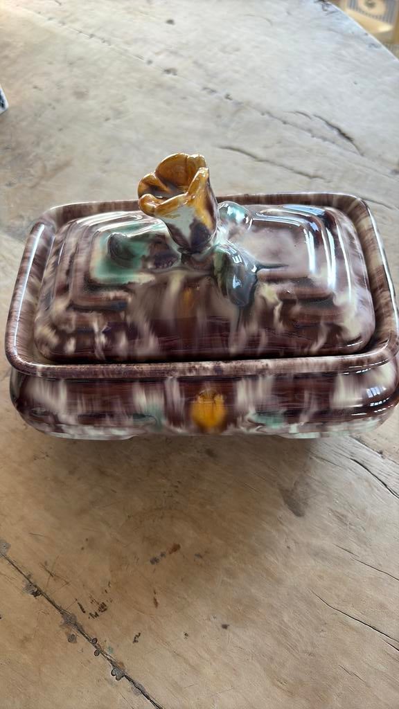 Jasba keramiek koekjespot jaren 50. Uniek druipglazuur., Antiek en Kunst, Antiek | Keramiek en Aardewerk, Ophalen