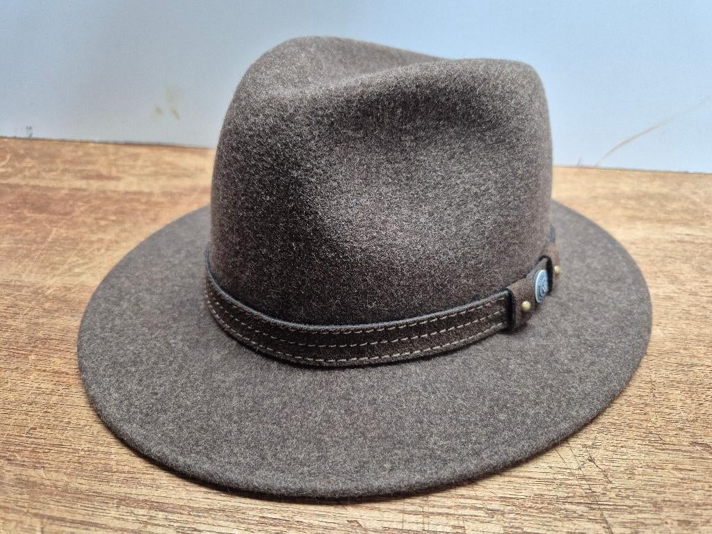 Wegener hoed waterproof, bruin, maat 57. Top!, Wegener, Hoed, Ophalen of Verzenden, 57 cm (M, 7⅛ inch) of minder