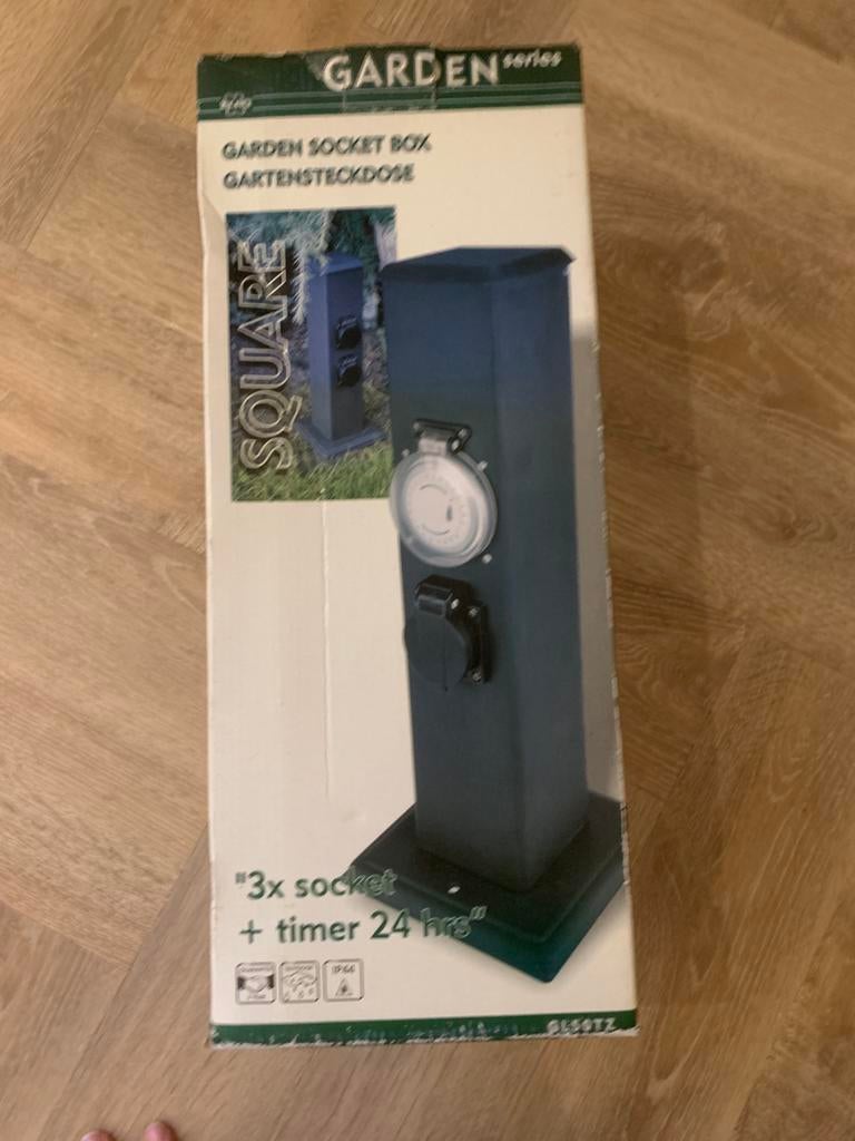 Tuincontactdoos met timer, Tuin en Terras, Buitenverlichting, Overige typen, Nieuw, Ophalen of Verzenden, Netvoeding