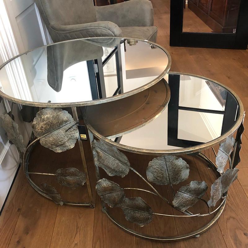 nieuwe set salontafels goud bladeren met spiegelblad PTMD, Ophalen, Pietseweg 13A Oud Gastel, Info@ptmd.nl, Nieuw
