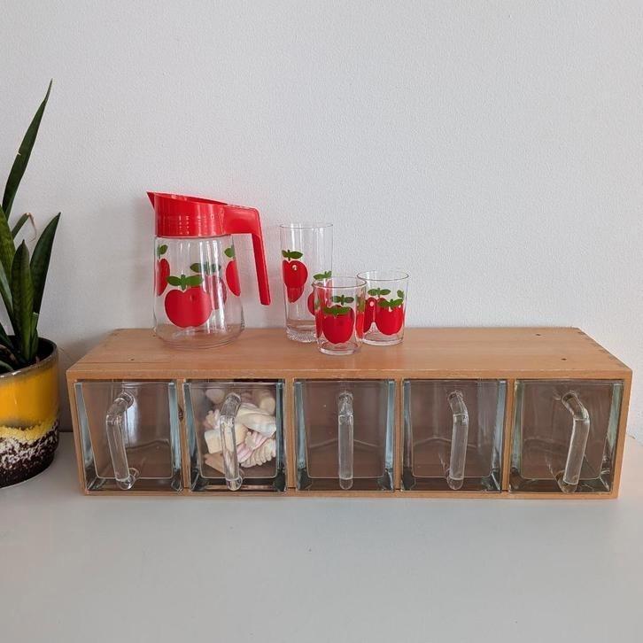 Vintage FÖRHÖJA Ikea keukenkastje met grutterbakjes van glas, Huis en Inrichting, Keuken | Keukenbenodigdheden, Gebruikt, Ophalen