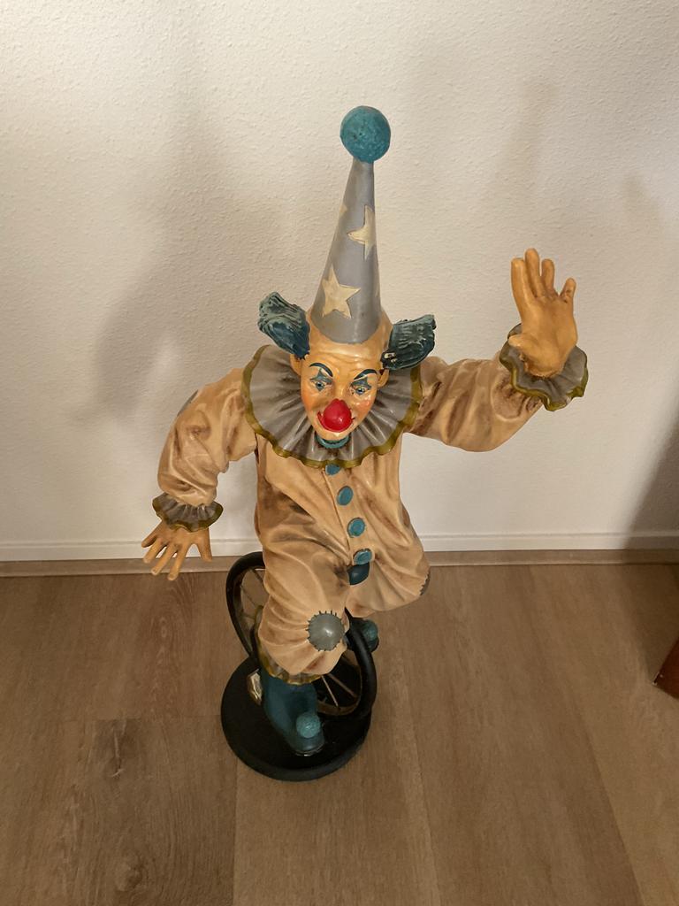 Vrolijke Gekleurde Clown Beeld - Welkomstdecoratie, Verzamelen, Beelden en Beeldjes, Gebruikt, Mens, Ophalen of Verzenden