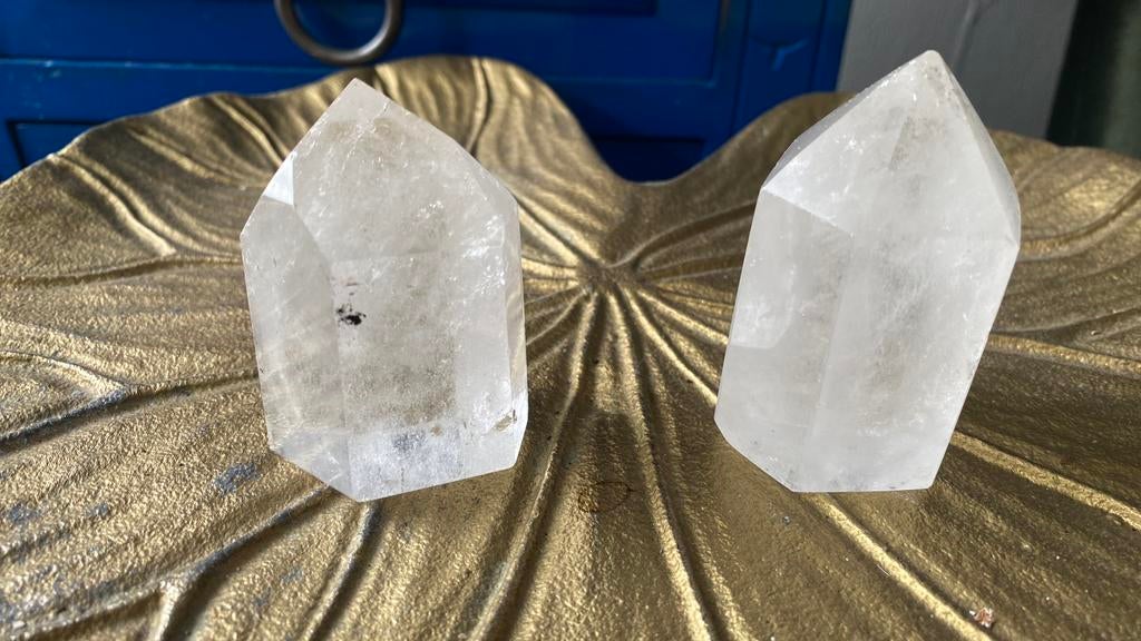 2 bergkristal obelisken, Ophalen of Verzenden