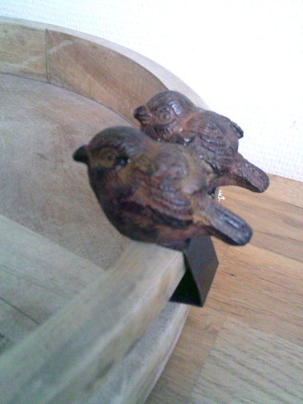 4 gietijzeren vogeltjes met klem decoratie, Antiek en Kunst, Curiosa en Brocante, Ophalen of Verzenden