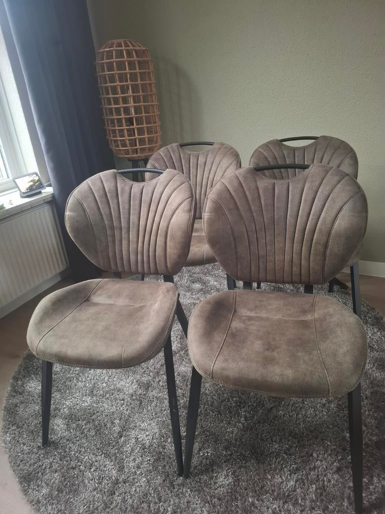 4 moskleurige eetkamerstoelen, Huis en Inrichting, Stoelen, Ophalen, Gebruikt, Overige kleuren, Vier
