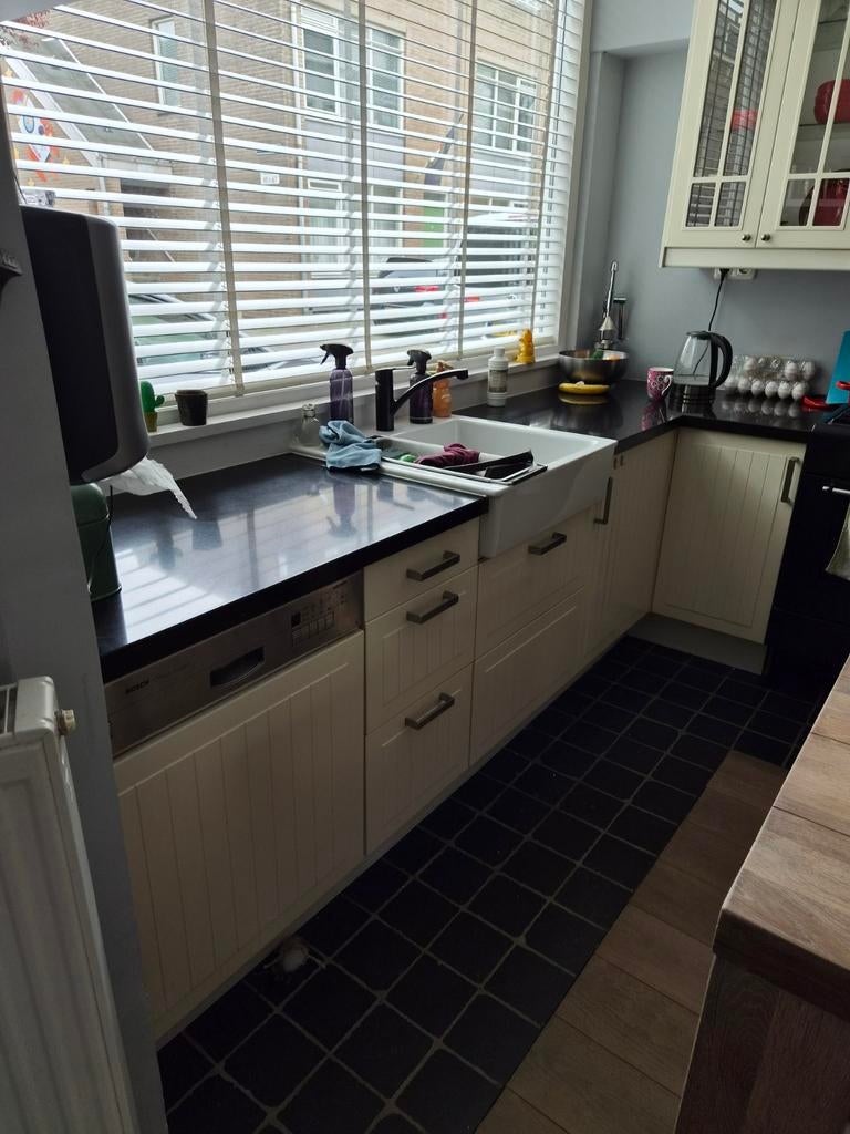 Complete hoekkeuken, Huis en Inrichting, Keuken | Complete keukens, Gebruikt, Hoekkeuken, Crème, Composiet, Ophalen