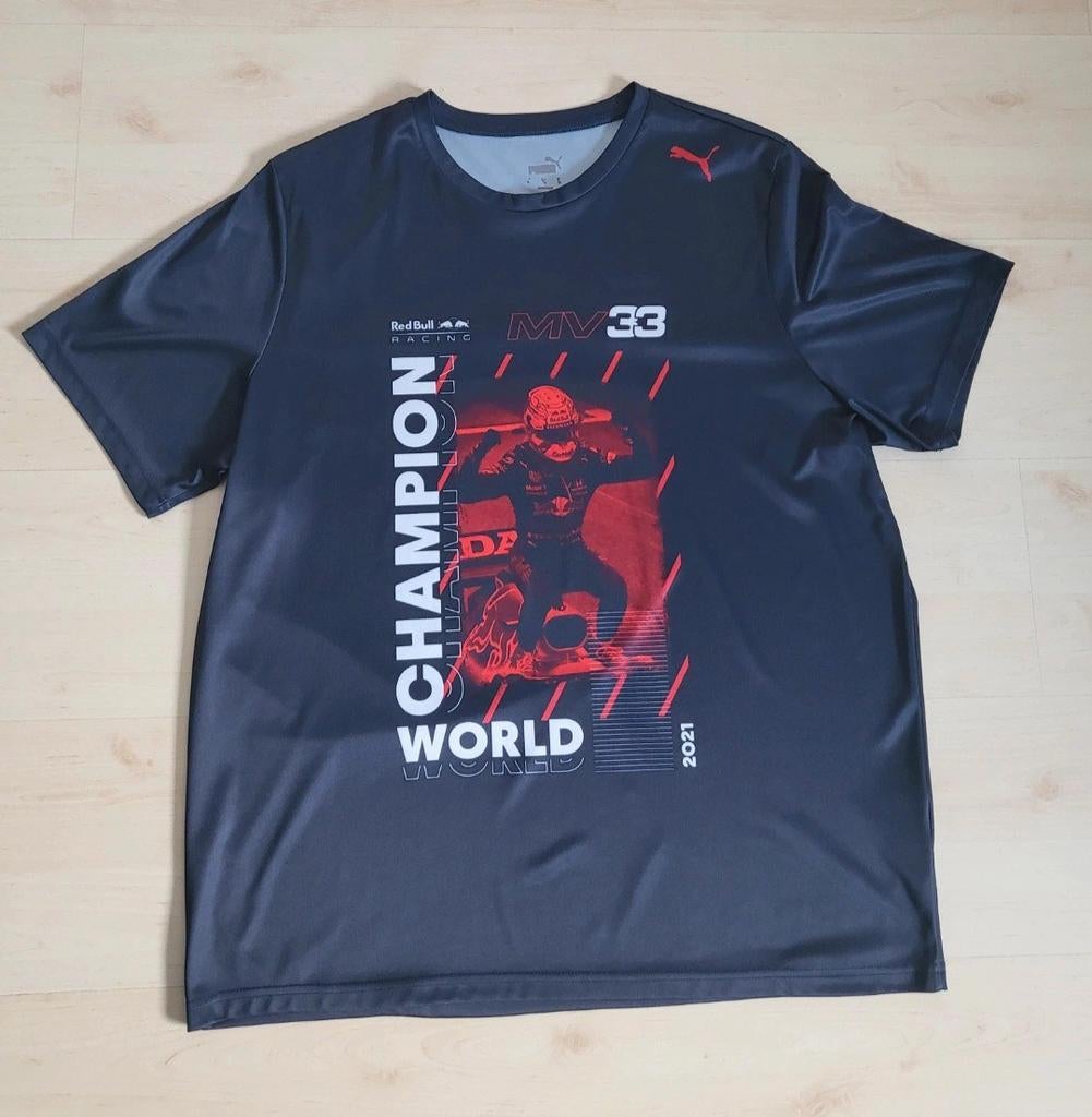 Max Verstappen World Champion 2021 T-shirt, Kleding | Heren, T-shirts, Puma, Zwart, Maat 56/58 (XL), Ophalen of Verzenden