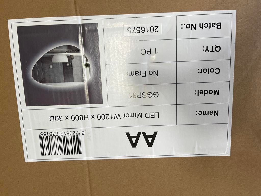 LED spiegel W1200 x H800 x 30D, Huis en Inrichting, Woonaccessoires | Spiegels, Nieuw, Ophalen of Verzenden, 100 tot 125 cm, Minder dan 100 cm